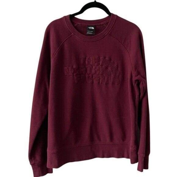 The North Face Crew Neck Embroidered Logo Casual Pullover Sweatshirt Red L - Picture 1 of 7